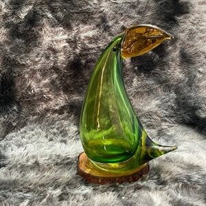 VERY Unusual Mid Century Modern Art Glass Large Toucan Figure Figurine